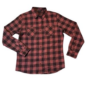 Travis Mathew mens M Medium purple black plaid flannnel button up casual shirt